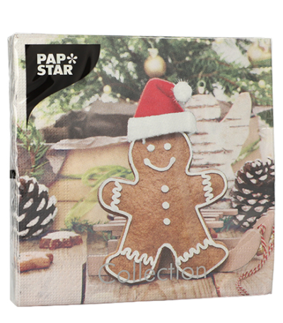 Product foto van Papieren servetten 3-laags GingerBread Man set van 20