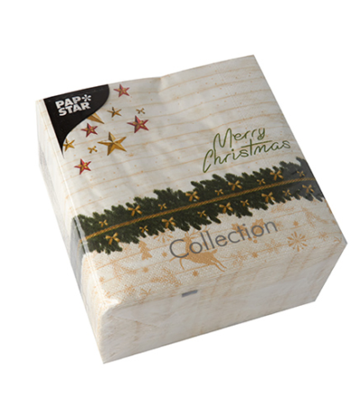 Product foto van Papieren servetten 3-laags Golden Star set van 100