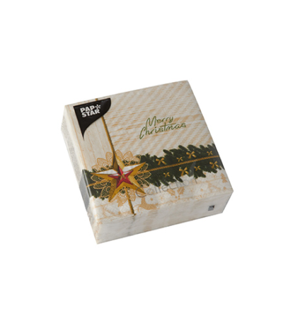 Product foto van Papieren servetten 3-laags Golden Star set van 50