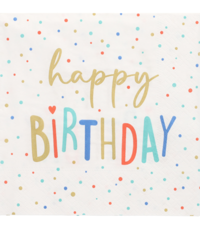 Product foto van Papieren servetten 3-laags Happy Birthday set van 20