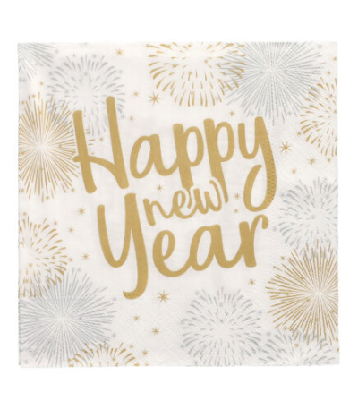 Product foto van Papieren servetten 3-laags Happy New Year 30 stuks