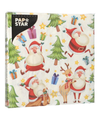 Product foto van Papieren servetten 3-laags Happy Santa set van 20
