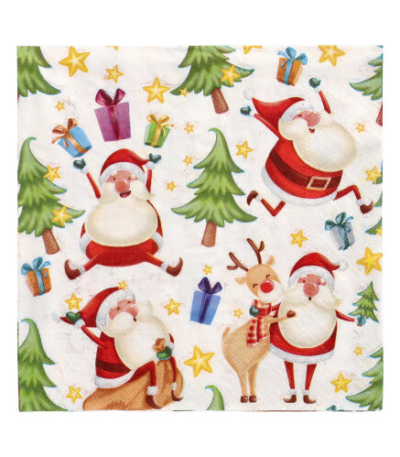 Product foto van Papieren servetten 3-laags Happy Santa set van 20