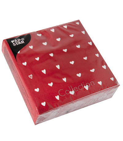 Product foto van Papieren servetten 3-laags Hearts set van 50