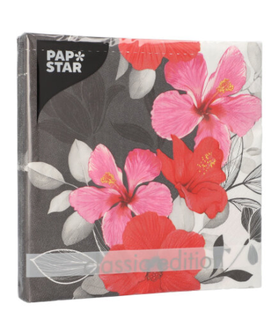 Product foto van Papieren servetten 3-laags Hibiscus set van 20