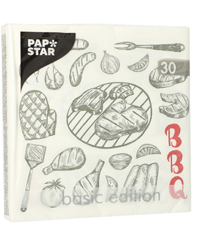 Product foto van Papieren servetten 3-laags "I love BBQ" set van 30