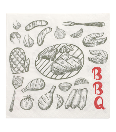 Product foto van Papieren servetten 3-laags "I love BBQ" set van 30
