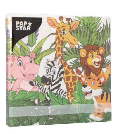 Product foto van Papieren servetten 3-laags Jungle set van 20