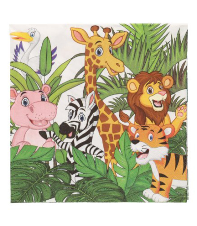 Product foto van Papieren servetten 3-laags Jungle set van 20