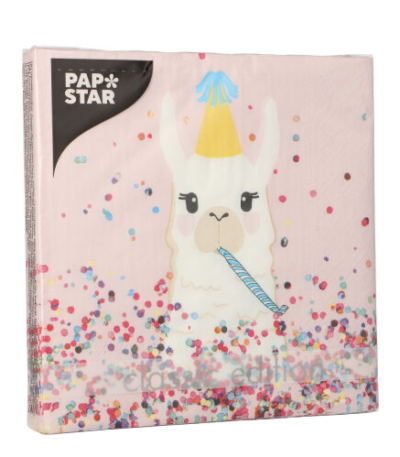 Product foto van Papieren servetten 3-laags Llama Party set van 20