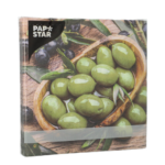Product foto van Papieren servetten 3-laags Olive Flavour set van 20