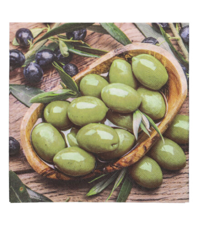 Product foto van Papieren servetten 3-laags Olive Flavour set van 20