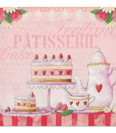 Product foto van Papieren servetten 3-laags Patisserie 33cm x 33cm set van 20