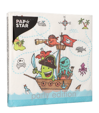 Product foto van Papieren servetten 3-laags Pirate Crew set van 20