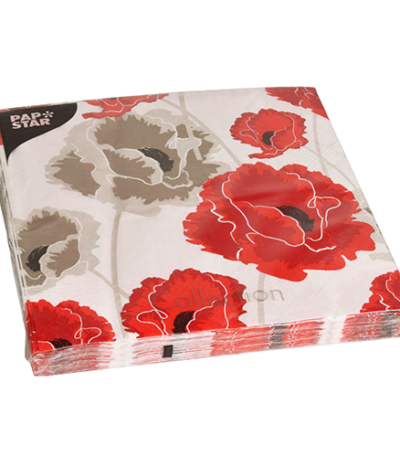 Product foto van Papieren servetten 3-laags Poppy set van 20