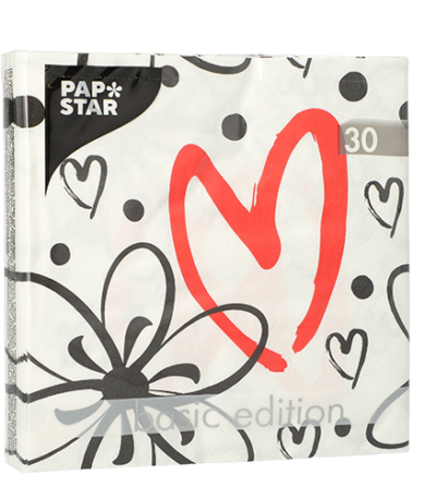 Product foto van Papieren servetten 3-laags Red Heart 30 stuks