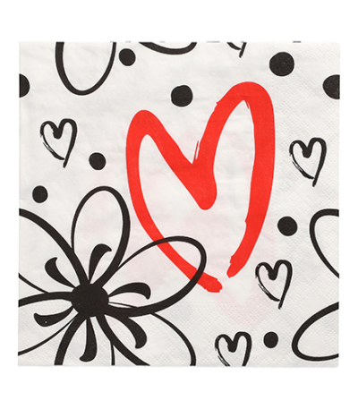 Product foto van Papieren servetten 3-laags Red Heart 30 stuks