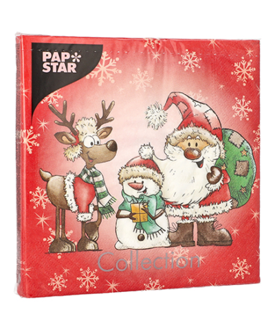 Product foto van Papieren servetten 3-laags Santa's Companions set van 20
