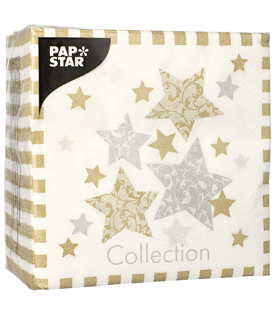 Product foto van Papieren servetten 3-laags Stardust set van 100