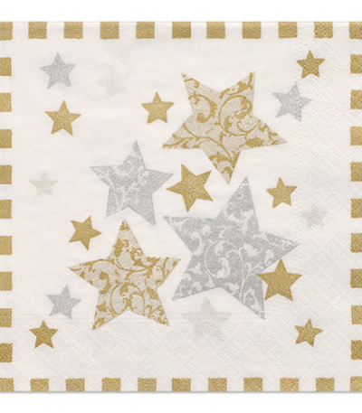 Product foto van Papieren servetten 3-laags Stardust set van 100