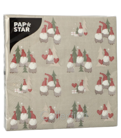 Product foto van Papieren servetten 3-laags Tomte set van 20