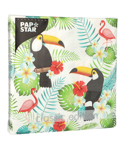 Product foto van Papieren servetten 3-laags Toucans set van 20