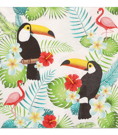 Product foto van Papieren servetten 3-laags Toucans set van 20