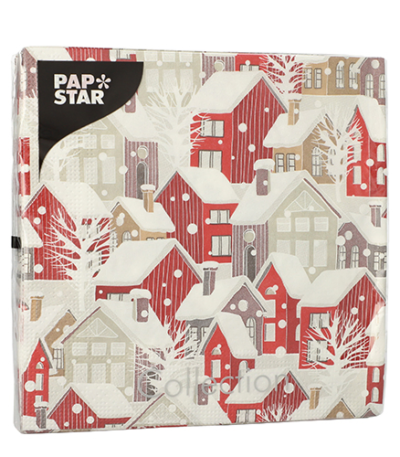 Product foto van Papieren servetten 3-laags Village set van 20