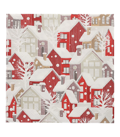 Product foto van Papieren servetten 3-laags Village set van 20