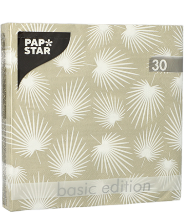 Product foto van Papieren servetten 3-laags White Leaves 30 stuks