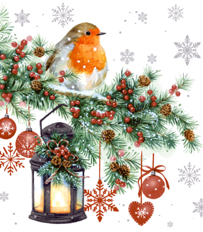 Product foto van Papieren servetten 3-laags Winter Bird set van 20