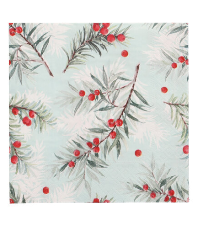 Product foto van Papieren servetten 3-laags Yew Branches set van 20