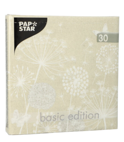 Product foto van Papieren servetten 3-laags beige set van 30 Meadow