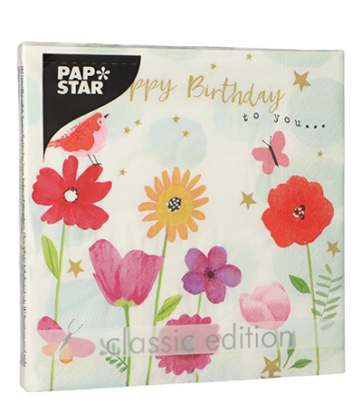 Product foto van Papieren servetten 3-laags bloemen roze set van 20