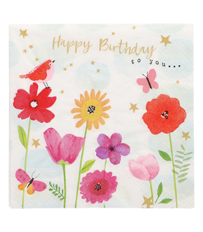 Product foto van Papieren servetten 3-laags bloemen roze set van 20