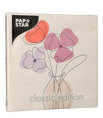 Product foto van Papieren servetten 3-laags bloemenprint set van 20