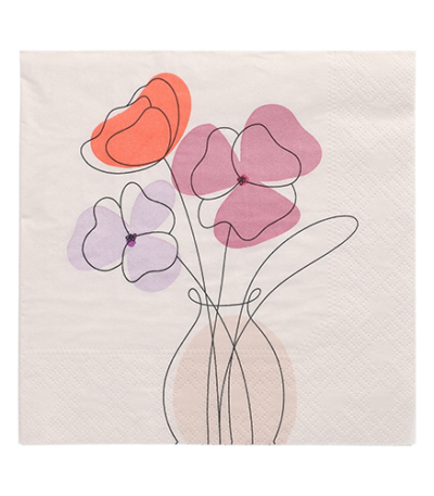 Product foto van Papieren servetten 3-laags bloemenprint set van 20