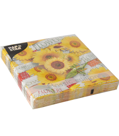 Product foto van Papieren servetten 3-laags bloemenveld 33x33cm set van 20