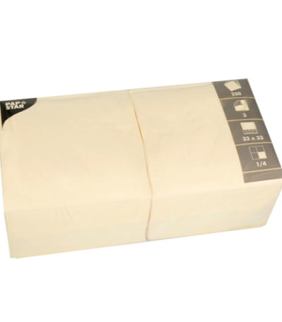 Product foto van Papieren servetten 3-laags creme set van 250