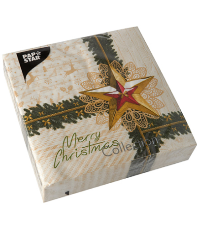 Product foto van Papieren servetten 3-laags goud set van 50