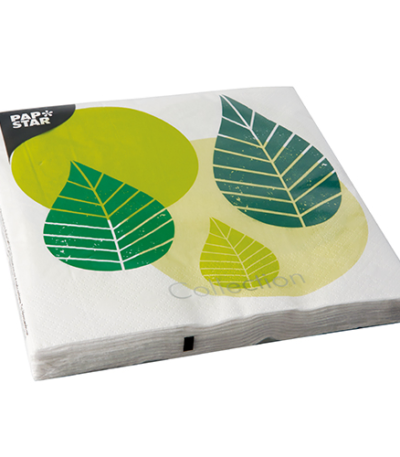 Product foto van Papieren servetten 3-laags groen set van 20 Graphic Leaves