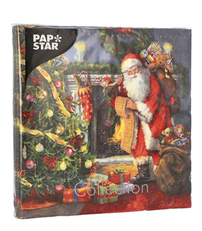 Product foto van Papieren servetten 3-laags kerstservetten 33cm x 33cm set van 20