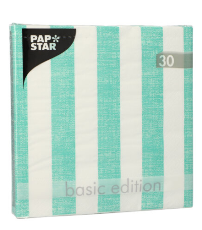 Product foto van Papieren servetten 3-laags muntgroen set van 30 Lines