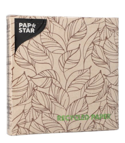 Product foto van Papieren servetten 3-laags naturel 33x33 cm set van 20 Shapes of Leaves
