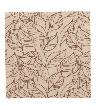 Product foto van Papieren servetten 3-laags naturel 33x33 cm set van 20 Shapes of Leaves