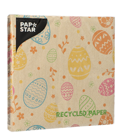Product foto van Papieren servetten 3-laags naturel Eggs set van 20