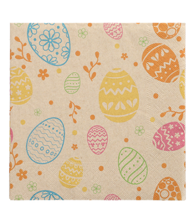 Product foto van Papieren servetten 3-laags naturel Eggs set van 20