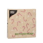 Product foto van Papieren servetten 3-laags natuur Candy Canes set van 20