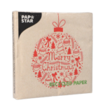 Product foto van Papieren servetten 3-laags natuur Christmas Ball set van 20