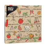 Product foto van Papieren servetten 3-laags natuur "Enjoy your meal" 33cm x 33cm set van 20
